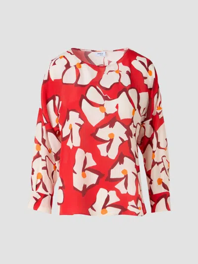 Akris Punto Women's Abstract Floral Silk Blouse In Red