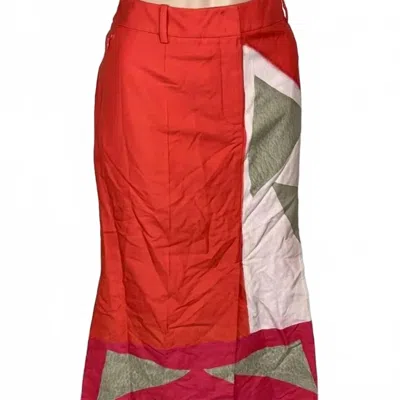 Akris Punto Women's Abstract Midi Skirt In Red/pink In Multi