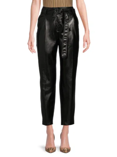 Akris Punto Women's Belted Faux Leather Pants In Black