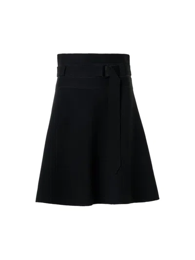 Akris Punto Women's Belted Stretch Wool A-line Skirt In Black