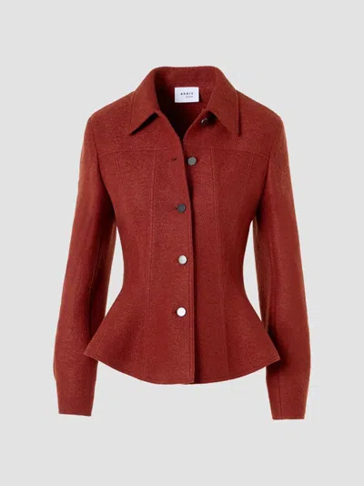 Akris Punto Flared Boiled Wool Jacket In Red