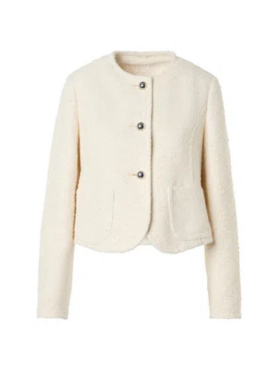 Akris Punto Women's Bouclé Crewneck Jacket In White