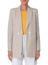 Akris Punto Cotton Seersucker Striped Blazer Jacket In Cream Multicolor
