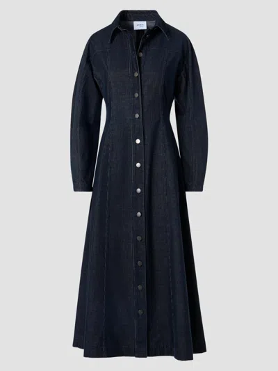 Akris Punto Women's Changent Micro Corduroy Midi Dress In Blue