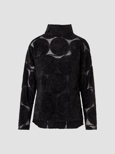 Akris Punto Women's Chenille Embroidered Mesh Blouse In Black