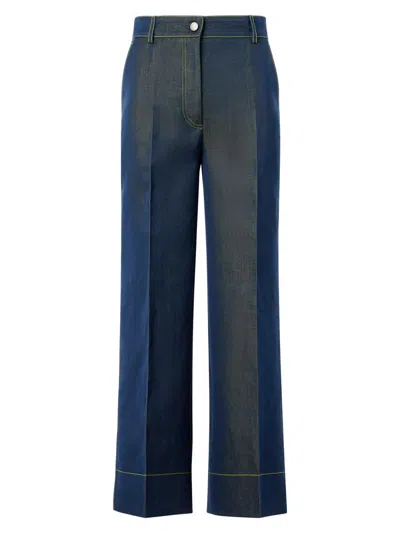Akris Punto Women's Chiara Changeant Denim Wide-leg Pants In Blue