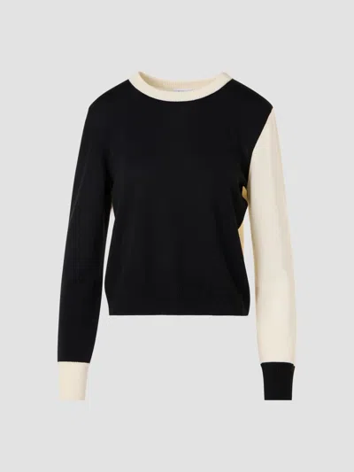 Akris Punto Women's Colorblocked Wool Crewneck Sweater In Black