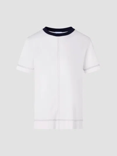 Akris Punto Women's Contrast Neck Trim Cotton Jersey T-shirt In White
