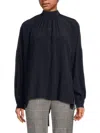 Akris Punto Women's Cotton Poplin Mock-neck Blouse In Navy
