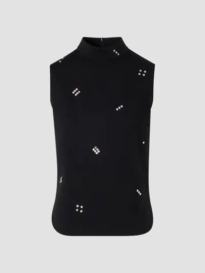 Akris Punto Women's Diamond Dice Dot Blouse In Black