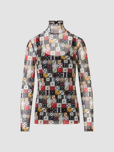 Akris Punto Women's Dice Print Tulle Top In Neutral