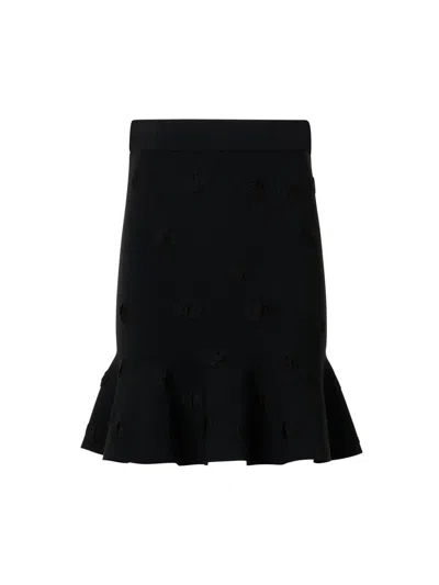 Akris Punto Women's Dot Knit Flared Knee-length Skirt In Black