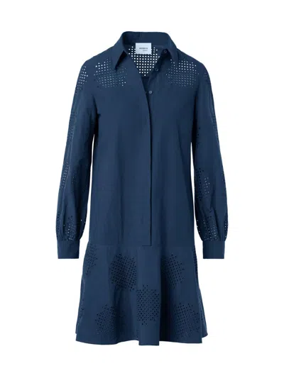 Akris Punto Women's Embroidered Eyelet Poplin Minidress In Blue