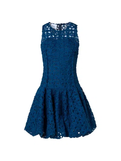 Akris Punto Women's Embroidered Tulle Sleeveless Minidress In Blue
