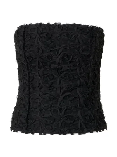 Akris Punto Women's Embroidered Tulle Strapless Bustier Top In Black