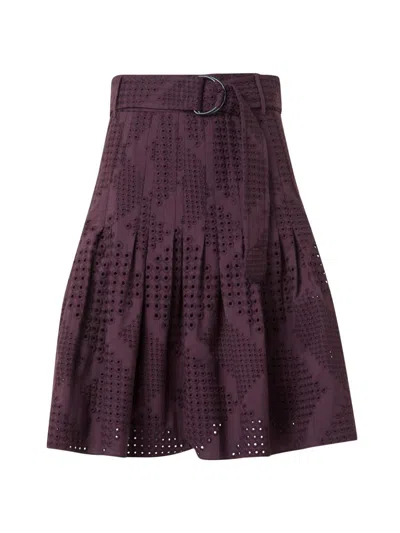 Akris Punto Women's Eyelet Embroidered Cotton Poplin Miniskirt In Purple