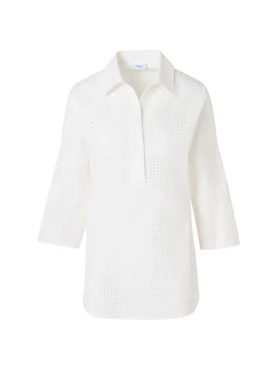 Akris Punto Women's Eyelet-embroidery Cotton Poplin Blouse In White
