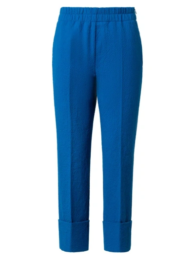 Akris Punto Women's Farrell Seersucker Pants In Medium Blue