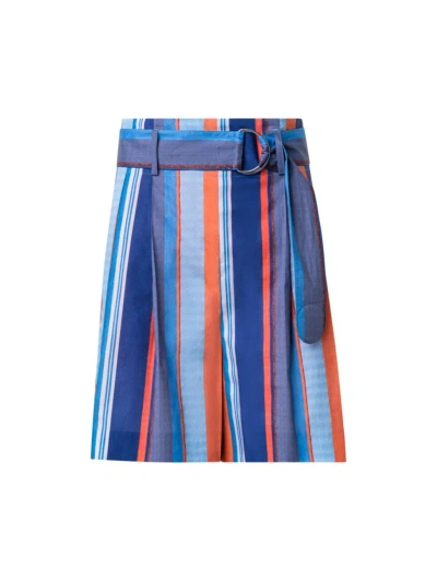 Akris Punto Women's Fiorelina Striped Cotton Shorts In Denim Multicolor
