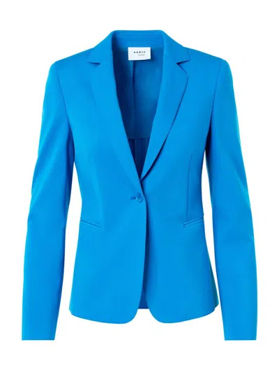 Akris Punto Women's Fitted Jersey One-button Blazer In Blue