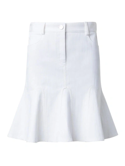 Akris Punto Women's Flared Denim Miniskirt In Cream