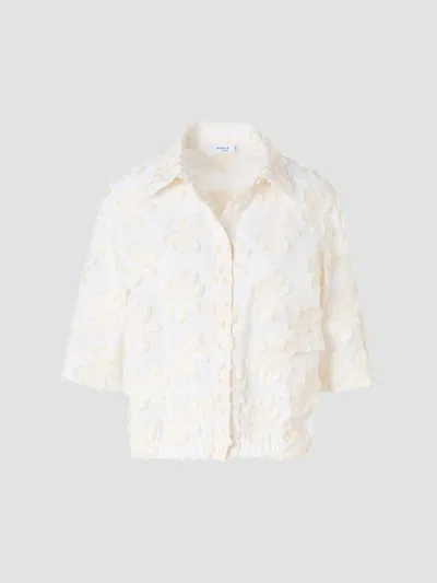 Akris Punto Women's Floral Appliqué Cotton Shirt In Neutral