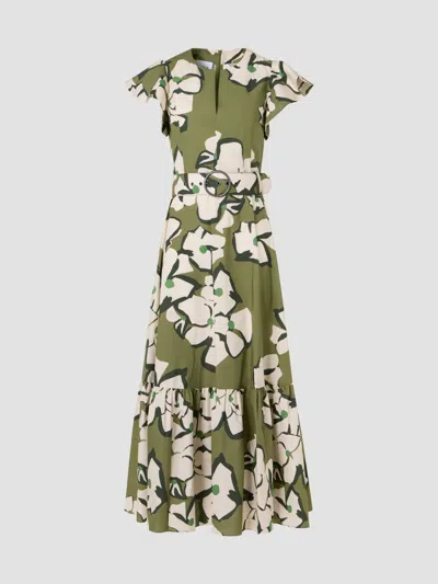 Akris Punto Women's Floral Cotton Belted Midi Dress