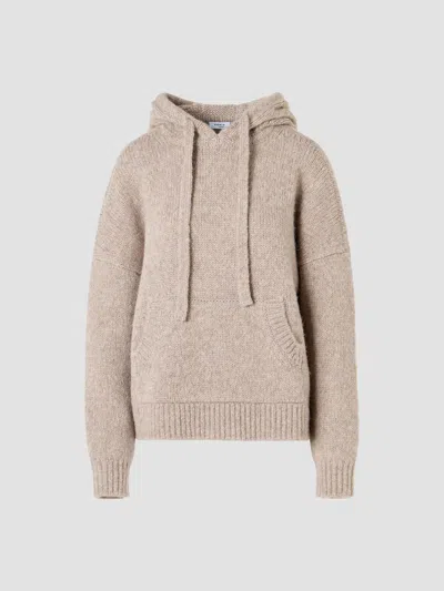 Akris Punto Women's Fluffy Alpaca-wool Knit Hoodie In Brown