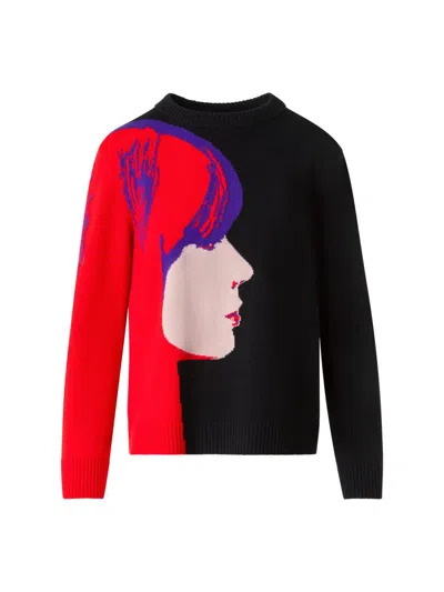 Akris Punto Francoise Hardy Graphic Virgin Wool-cashmere Sweater In Black Multi