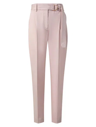 Akris Punto Women's Fred Belted Satin Pleated Tapered Ankle Pants In Pink