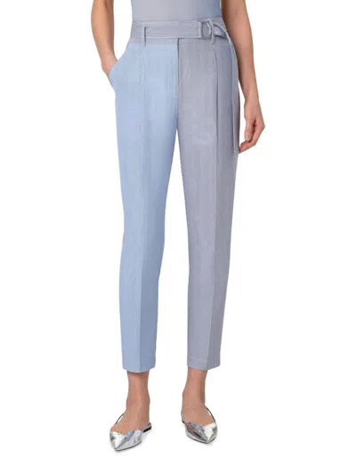 Akris Punto Women's Fred Pinstripe Cotton Tapered Pants In Blue