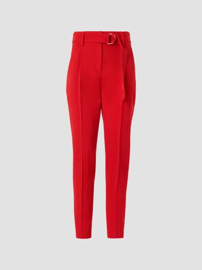 Akris Punto Women's Fred Virgin-wool Belted Mid-rise Tapered-leg Pants In Red