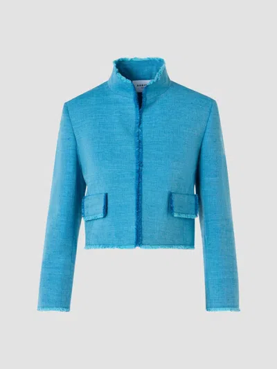 Akris Punto Women's Fringed Silk Jacket In Blue