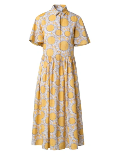 Akris Punto Women's Hello Sunshine Print Cotton Midi-dress In Sun Multicolor