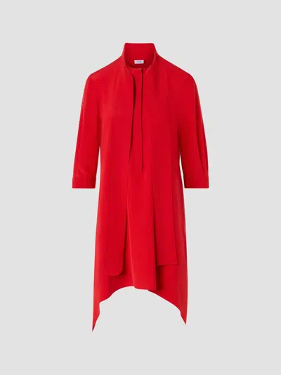 Akris Punto Women's High-low Silk Crepe Tunic Blouse In Red