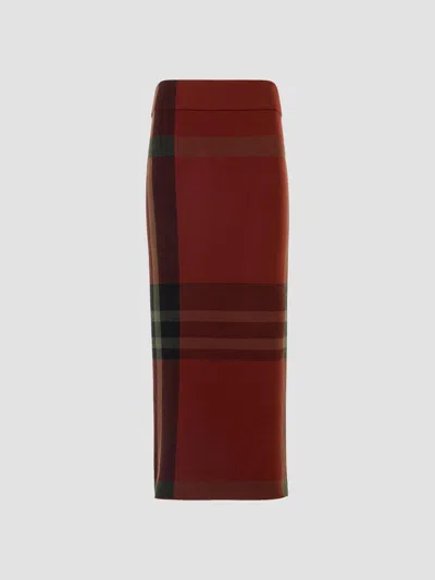Akris Punto Women's Jacquard Check Tube Midi Skirt In Burgundy