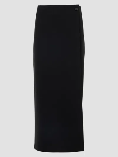 Akris Punto Women's Jersey Wrap Midi Skirt In Black