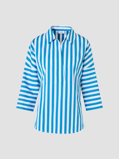 Akris Punto Women's Kodak Striped Cotton Poplin Blouse In Blue