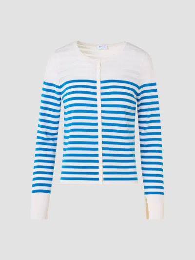 Akris Punto Women's Kodak Striped Virgin Wool-blend Cardigan In Cream Blue