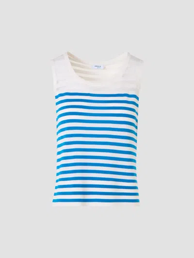 Akris Punto Women's Kodak-striped Virgin Wool-blend Knit Top In Blue