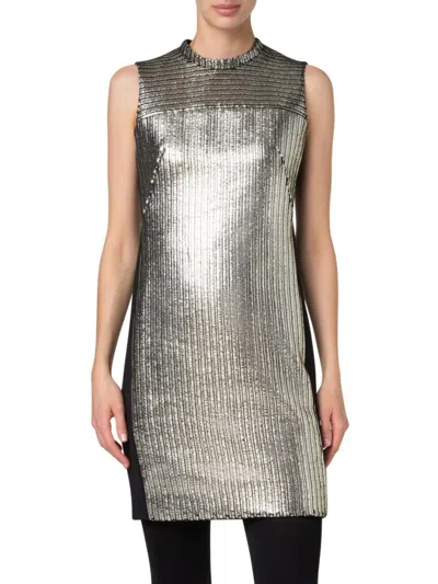 AKRIS PUNTO AKRIS PUNTO WOMEN'S LAMINATED SLEEVELESS SHIFT DRESS