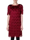 Akris Punto Mix-media Zigzag Fringe Midi Dress In Garnet