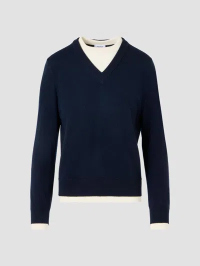 Akris Punto Women's Layered Wool-cashmere Sweater In Navy Cream