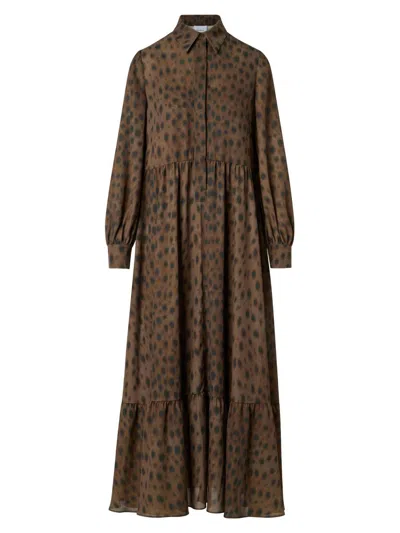 Akris Punto Women's Leopard Georgette Maxi Shirtdress In Multi