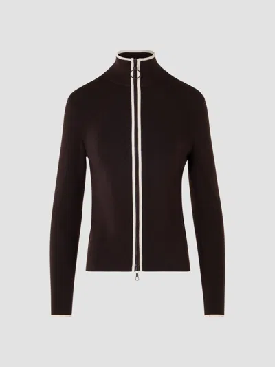 Akris Punto Women's Merino Wool Knit Zip Cardigan In Espresso Cream