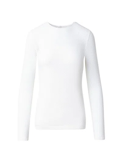 Akris Punto Women's Mesh Jersey Crewneck Top In White