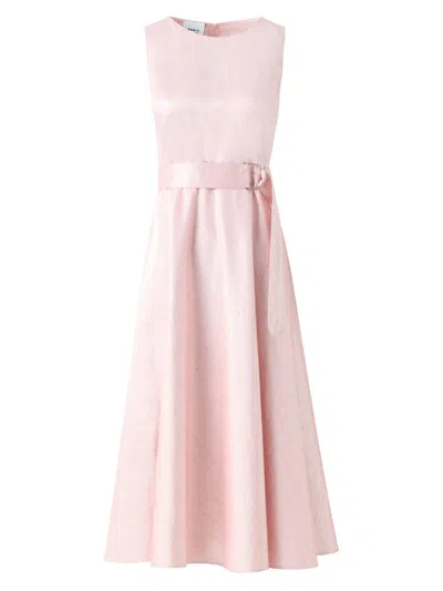 Akris Punto Women's Metallic Cotton-linen Belted Midi-dress In Pink