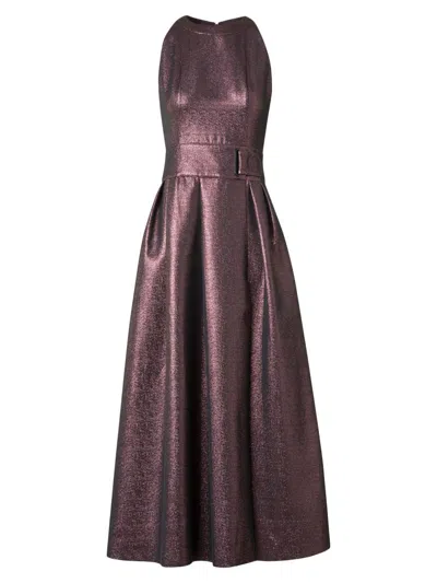 Akris Punto Women's Metallic Crepe Belted Midi-dress In Purple