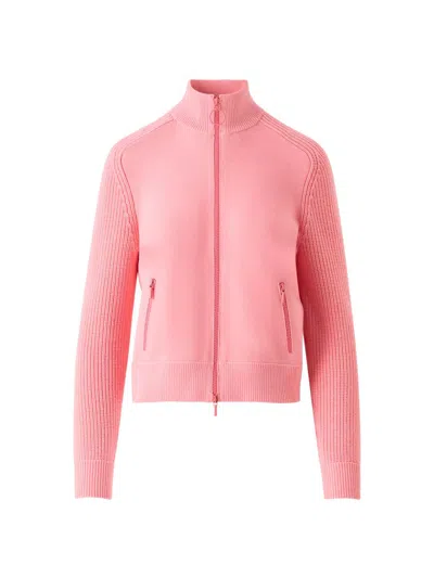 Akris Punto Women's Mixed Knit Wool-blend Bomber Jacket In Pink