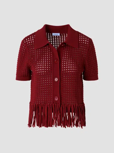 Akris Punto Women's Net Cotton Fringe Shirt In Red